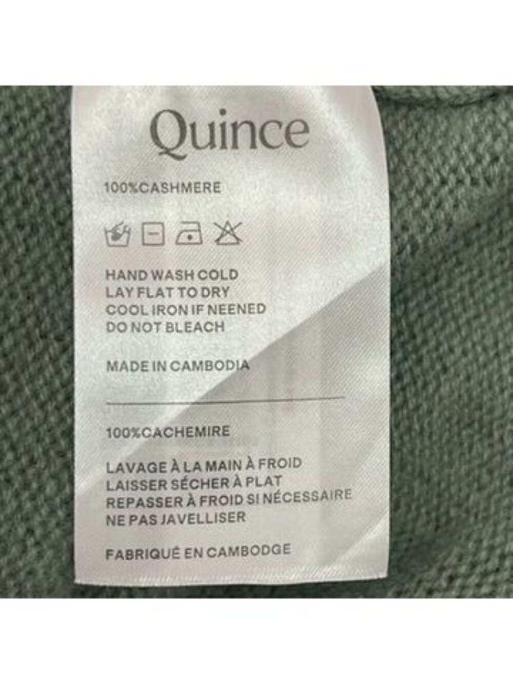 Quince Cashmere Sweater Womens Medium M Green Boxy Crewneck Pullover Top Knit - Picture 11 of 12